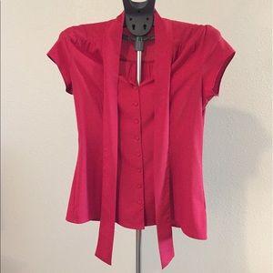 Banana Republic Factory Bow Blouse Red M